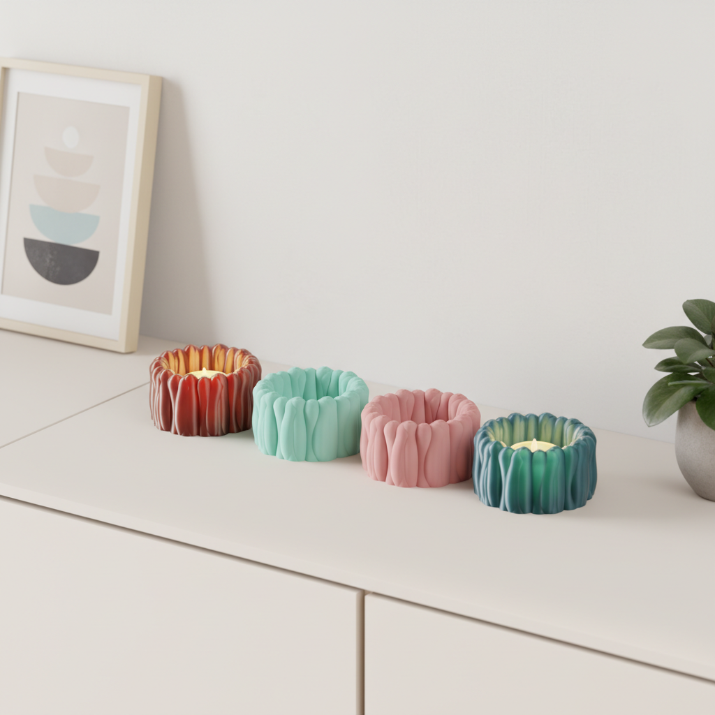 Organic LED Tealight Holder – 3D Printed Ambient Light Decor